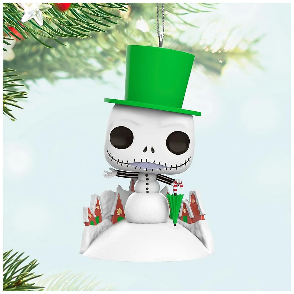 Enfeite de Natal Hallmark Keepsake Disney Tim Burton Jack Skellington Boneco de Neve Funko POP!, Plástico, 5x7,5x3,5cm