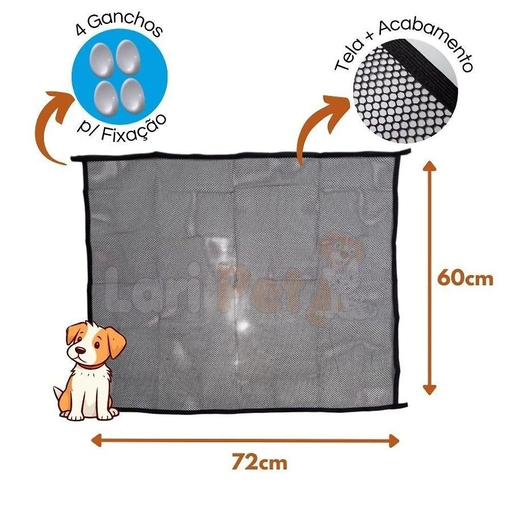 Cerca para Cachorros OEM PPP 60cm X 72cm para Portas Internas Tela Voley Preta com 4 Ganchos