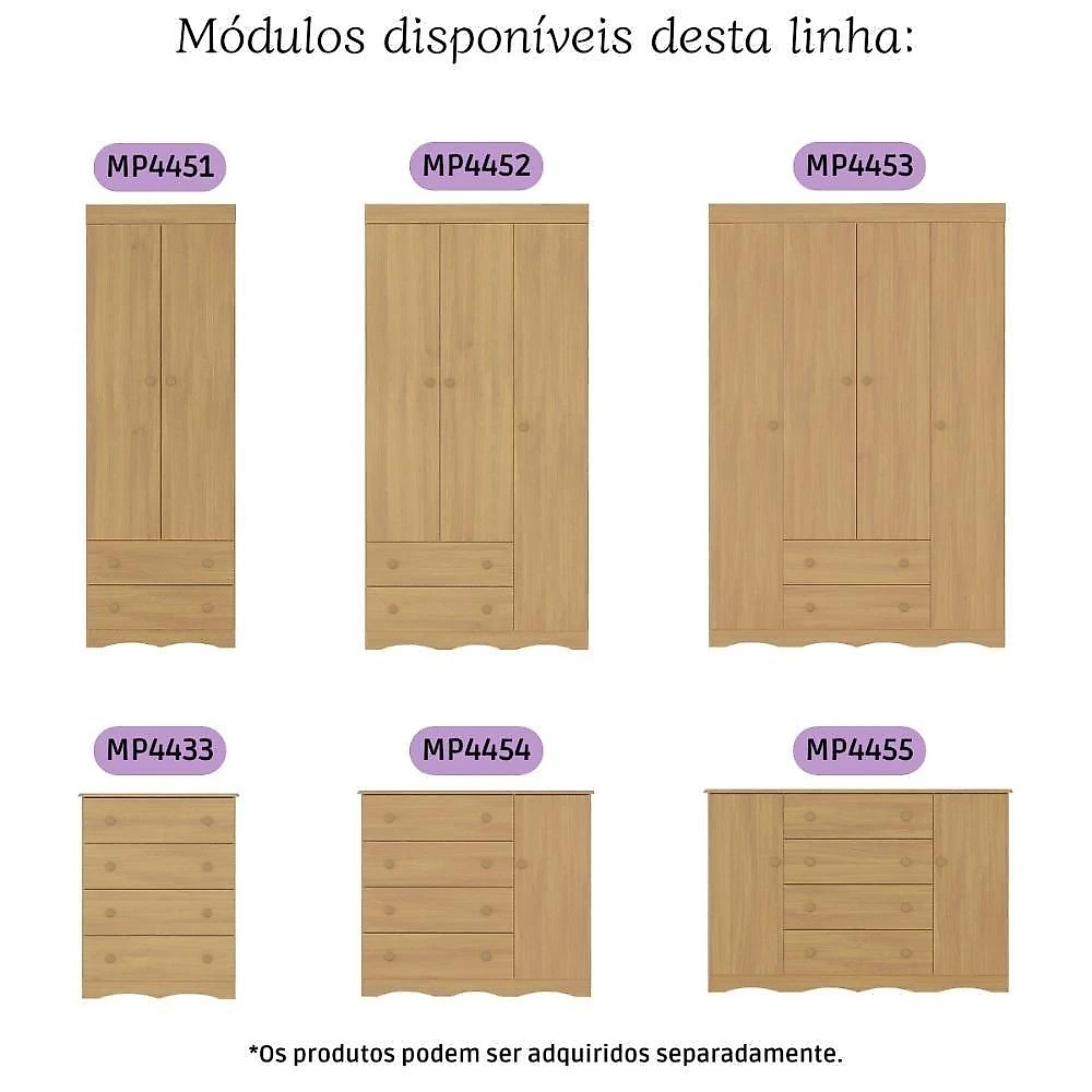 Quarto De Bebê Completo Com Berço Americano 3 Em 1 Realeza Multimóveis MP4591 Madeirado