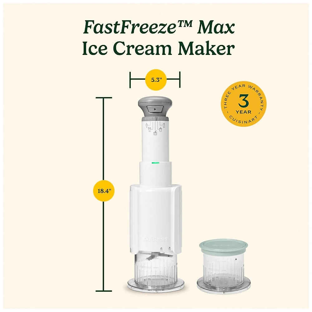 Cuisinart FastFreeze Max 5 em 1: Máquina de Sorvete, Milkshakes, Slushies, Sorbets e MixIns, com Duas Tazas de 473ml