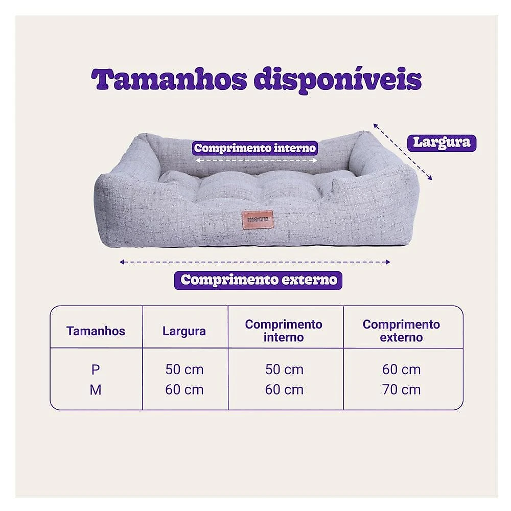 Cama Meau Retangular  Impermeável  Cinza - Tam. P