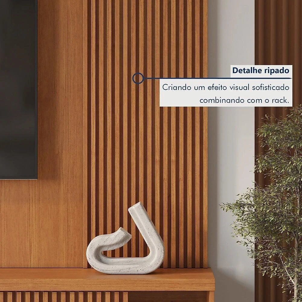 Estante Ripado Home para Tv de Ate 75 Polegadas 2 Portas 100% Mdf 220cm Valencia New Estante Home para Tv de Ate 75 Polegadas 2 Portas 100% Mdf 220cm Valencia New Naturalle