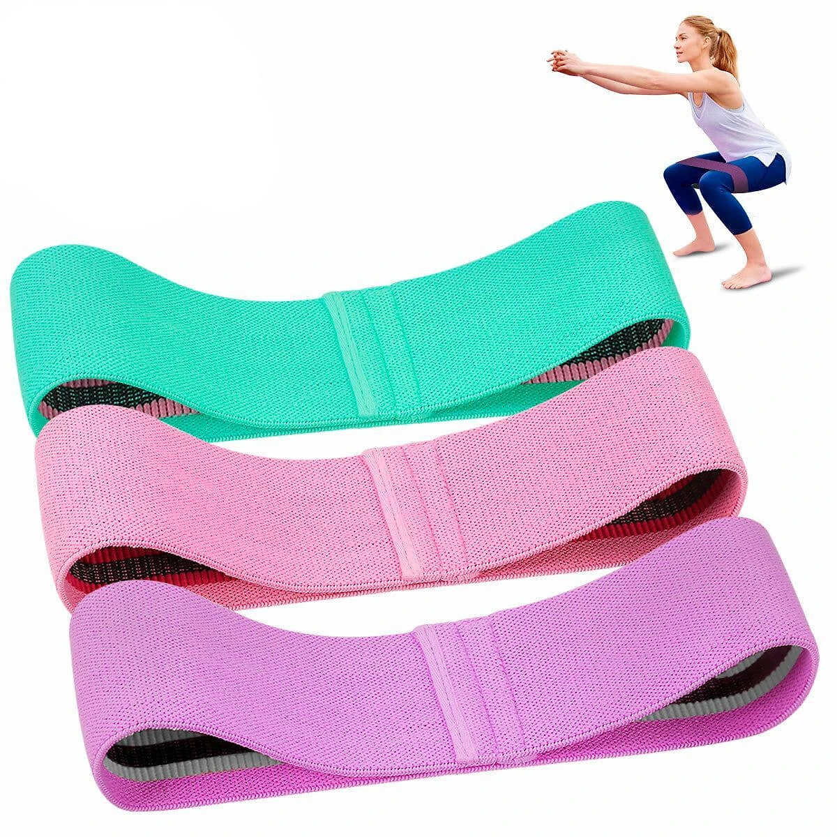 Miniatura Hip Band Kit 3 Faixas Elasticas Treino Gluteos Pernas