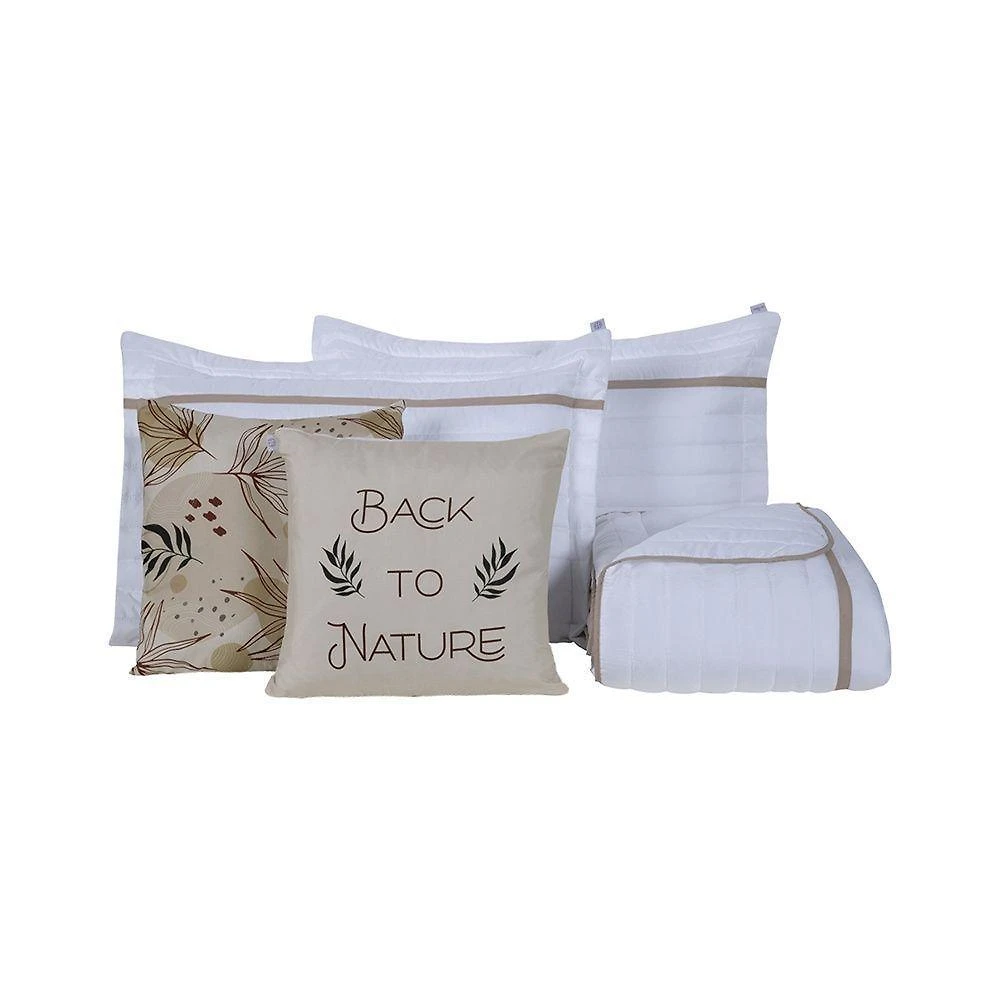 Kit Cobre Leito 5 Peças Queen Inove Percal 200 Fios 100% Poliéster - Nature Branco/cáqui