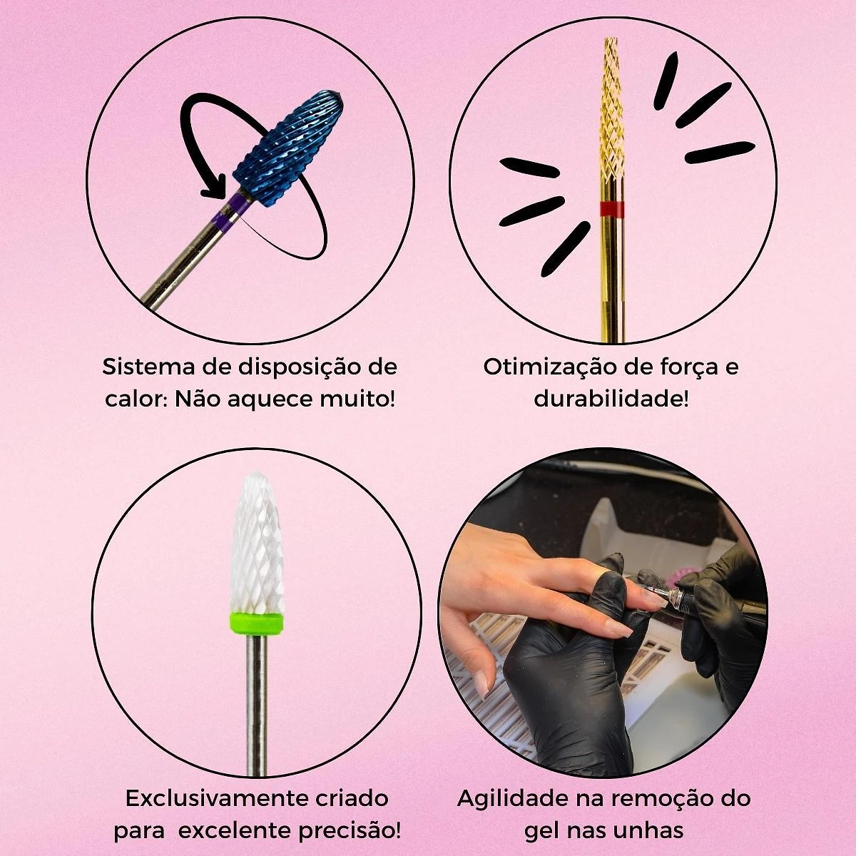 Miniatura Kit 6 Brocas Tungstênio Cerâmica Lixadeira Unhas Gel Fibra
