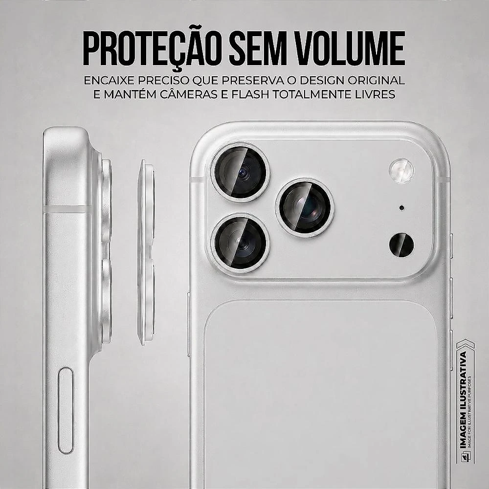 Protetor de Lente para iPhone 17 Pro - Survivor - Prata com molde aplicador - Gshield