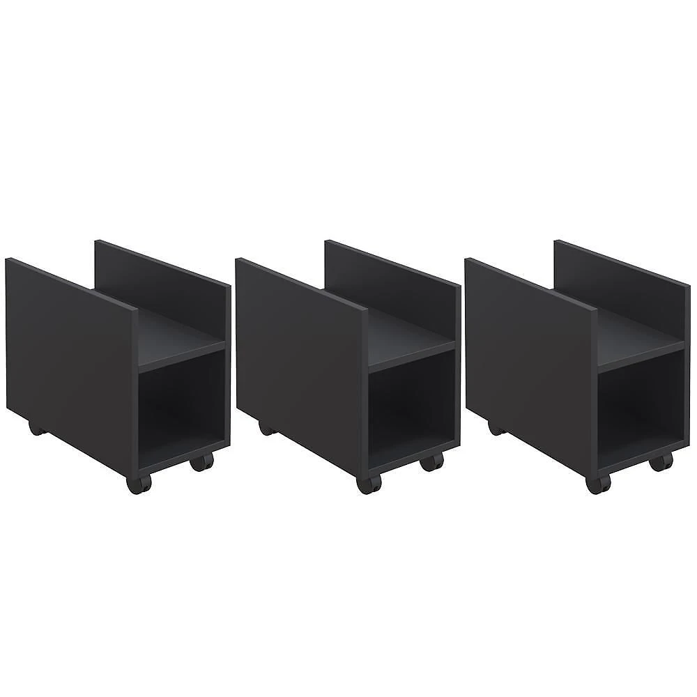 Kit 3 Suportes Para Cpu E Nobreak Com Rodízios Guide Preto