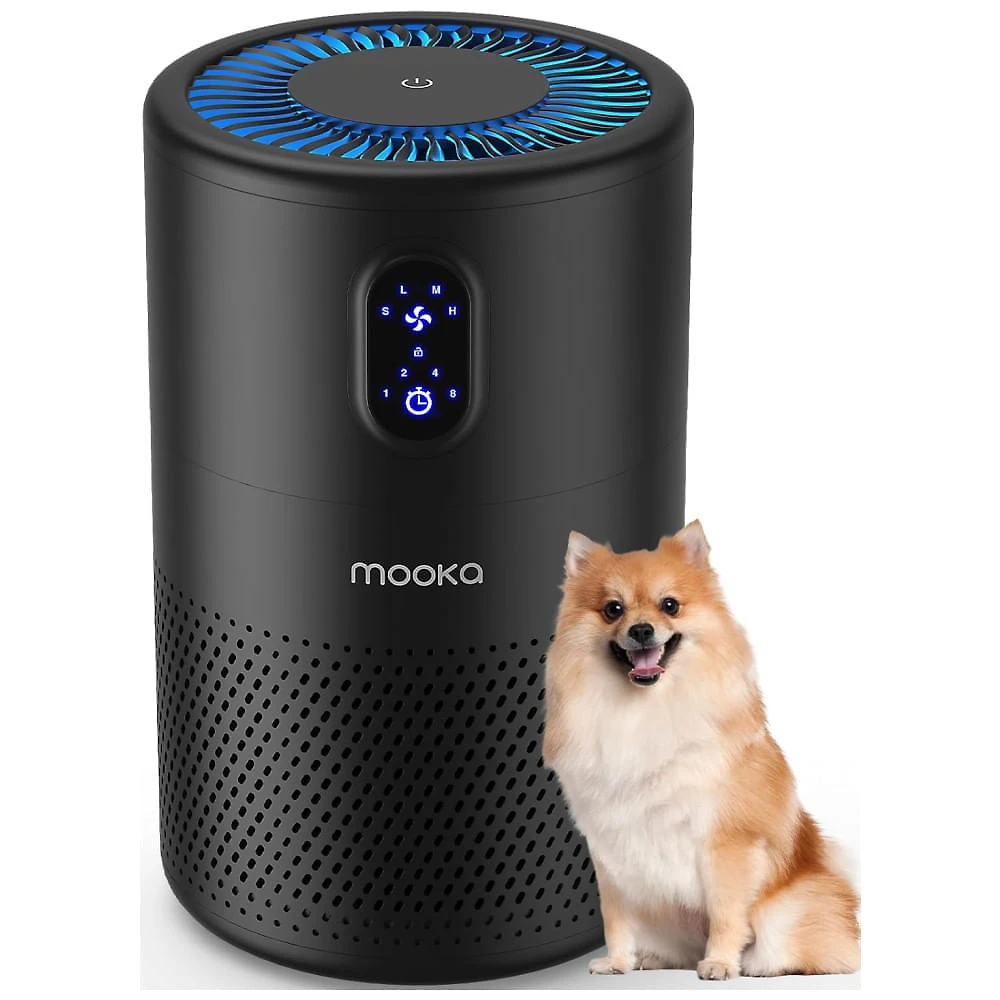 Purificador de Ar MOOKA para Ambientes Amplos de até 100 m², Filtro de Ar True HEPA H13, Elimina Odores, Fumaça, Poeira, Pólen e Pelos de Animais