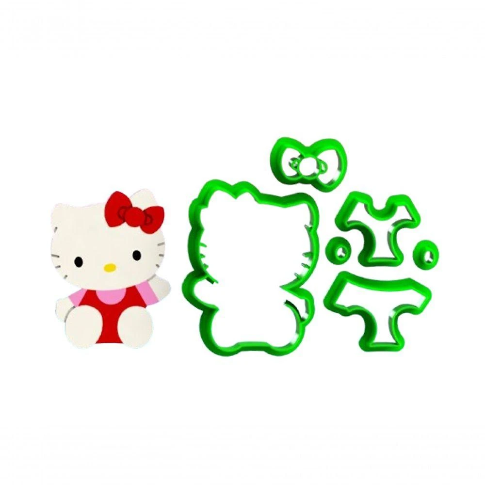 Cortador Hello Kitty Modular Plástico PLA Branco 8CM HB Formas e Cortadores