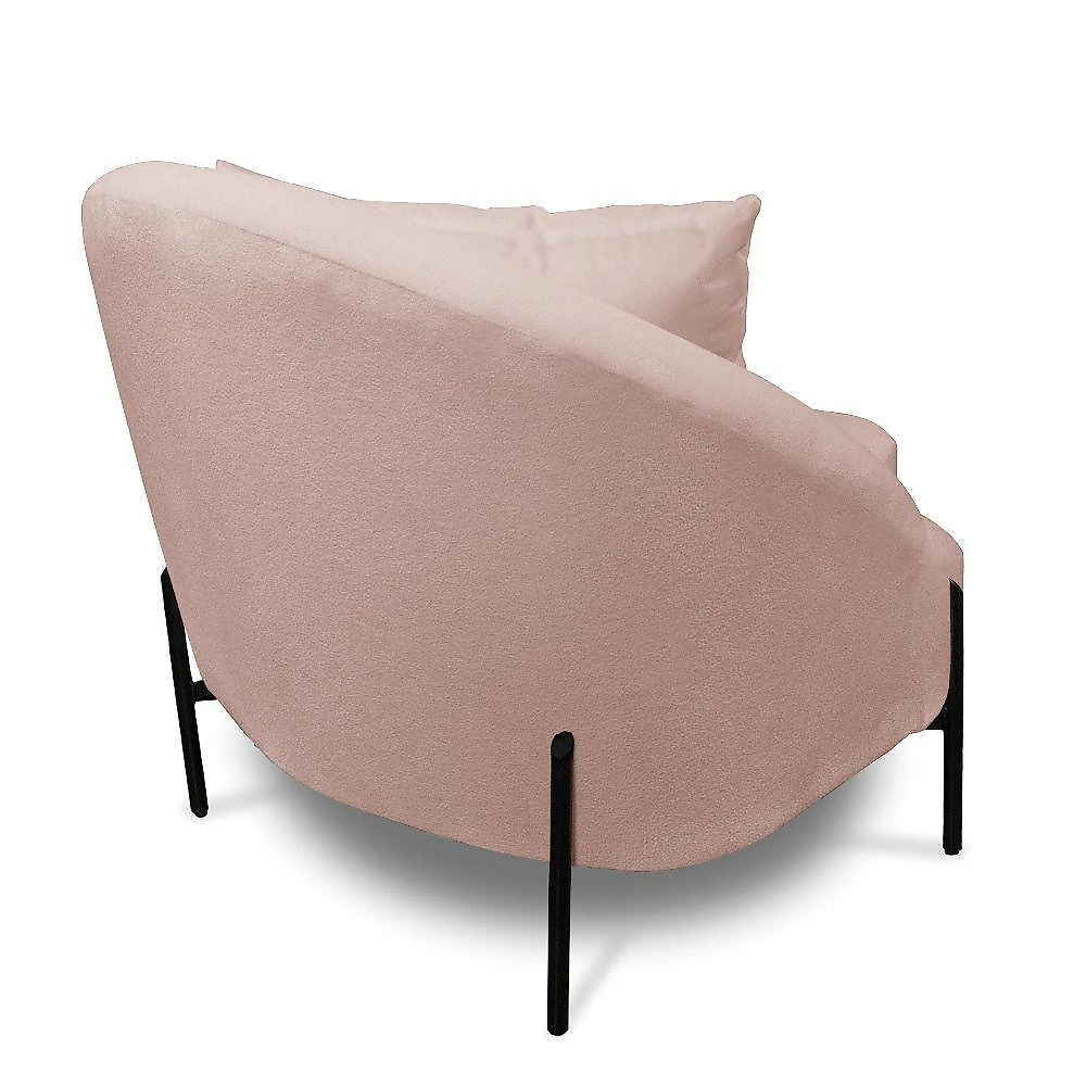 Poltrona Decorativa Orgânica Pé De Metal Preto Zaya Bouclê Rosê C05 - D'rossi