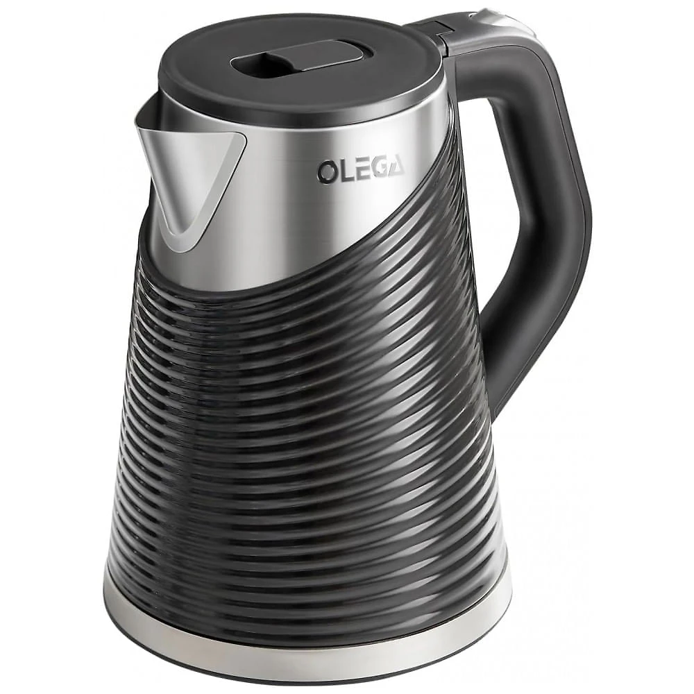 Olega Chaleira Elétrica 1500W 1,8L Inox com Desligamento Automático e Proteção Antisseca - Preta e Prata