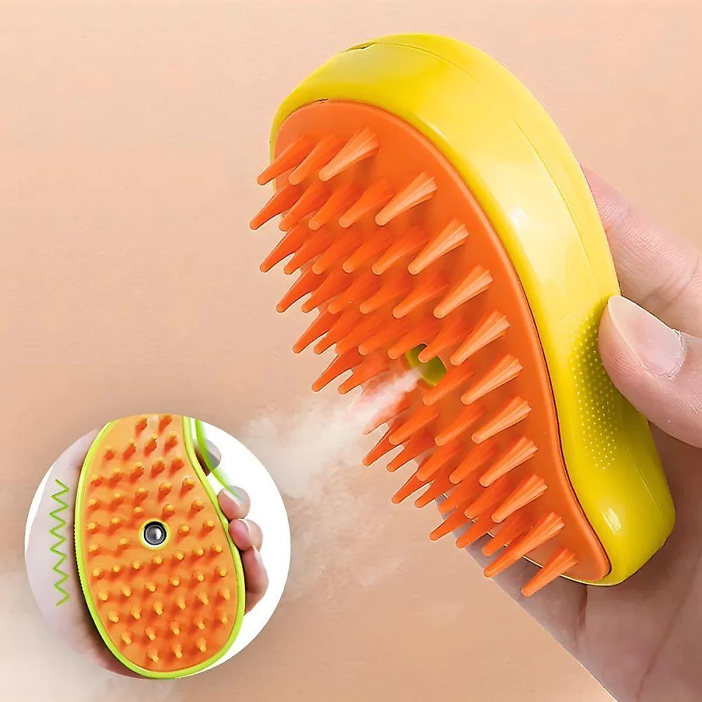 Escova Autolimpante a Vapor 3 em 1 para Pets Utibom para Gatos e Cães com Spray
