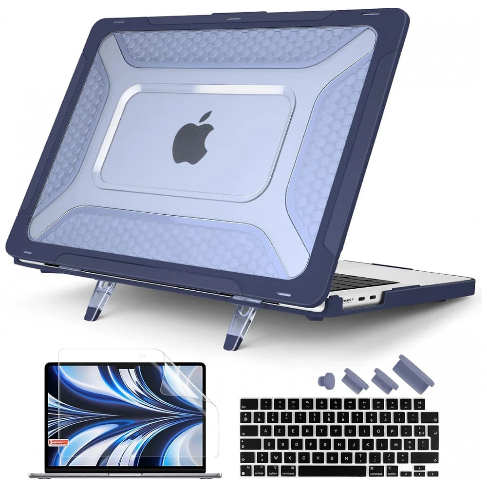 Capa Rígida Batianda Honeycomb MacBook Air 13,6" Azul Marinho – Modelos A2681, A3113, A3240 com Suporte Dobrável e Proteção Completa