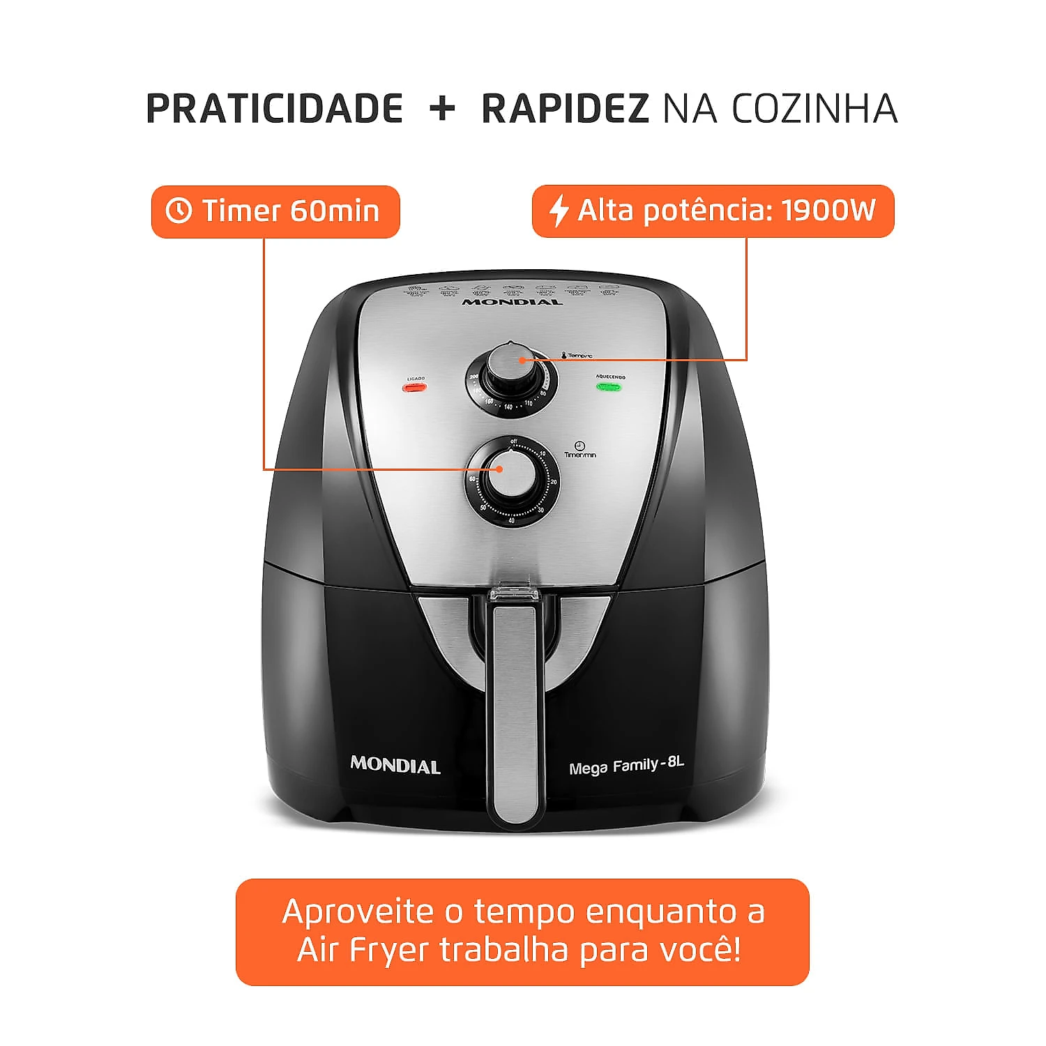 Fritadeira Sem Óleo Air Fryer 8 Litros AFN-80-BI Mondial 127V