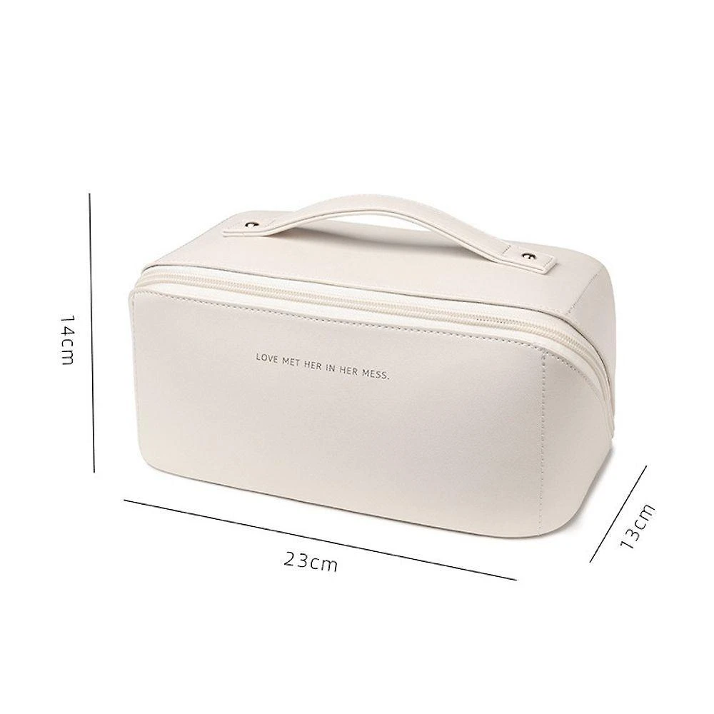 Bolsa Necessaire OEM em Couro PU Branco para Maquiagem e Cosméticos Viagem Feminina