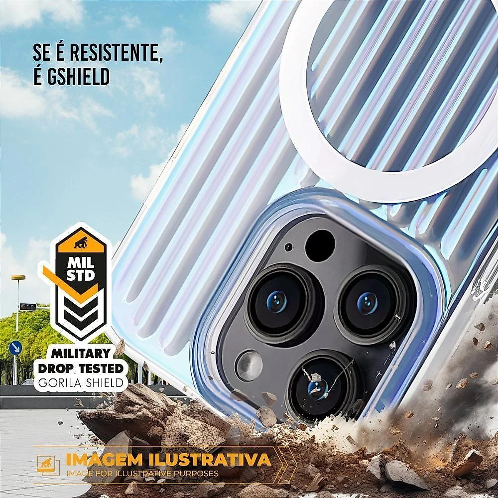 Capa para Iphone Gshield Rainbow Transparente com Magsafe e Proteção Contra Impactos 1 Unidade