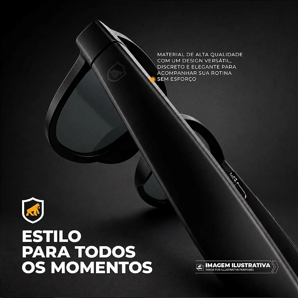 Óculos Inteligentes Vision Armor 32GB com IA, Câmera 8MP, Tradução Simultânea, Áudio Open-Ear e Bluetooth 5.4 - Preto - Gshield