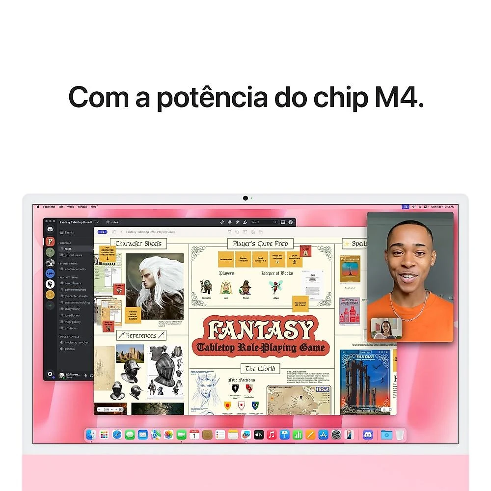 iMac 24", M4, CPU 10 núcleos e GPU 10 núcleos, Memória Unificada 16GB, 512GB SSD - Rosa