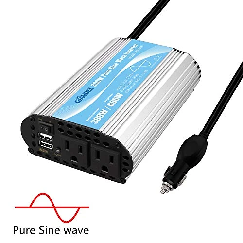 Inversor de Potência GIANDEL 300W 12V DC para 120V AC Saída USB 48A Ultra Velocidade