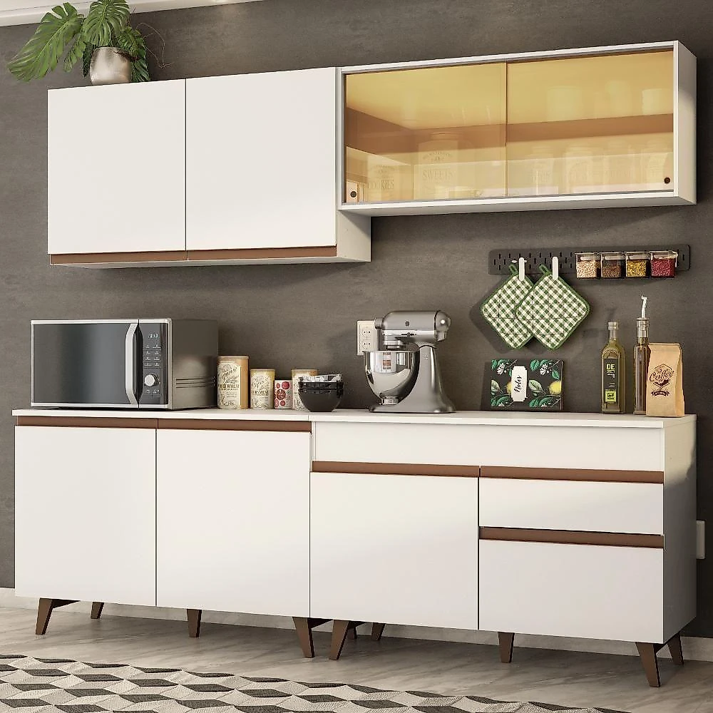 Cozinha Completa Reims com Armário e Balcão Branco Madesa