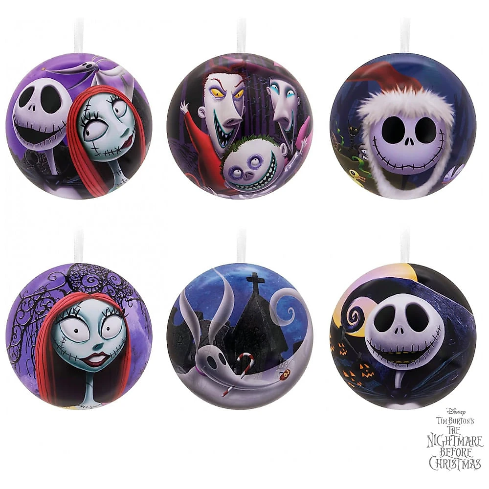 Conjunto de 12 Bolas Natalinas Hallmark Disney Tim Burton O Estranho Mundo de Jack, Metal Inquebrável 6,35 cm
