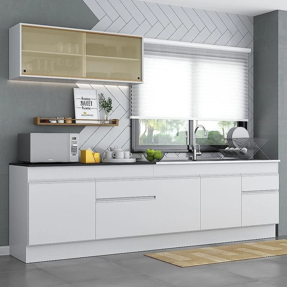 Armário De Cozinha Compacta 270cm Multimóveis V2112 Branco