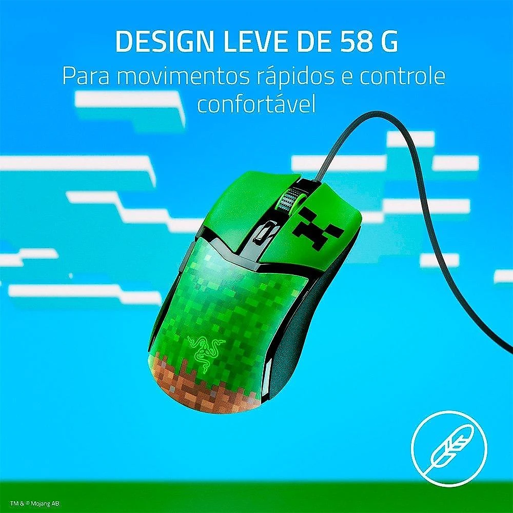 Mouse Gamer Razer Cobra, Chroma RGB, 8500 DPI, Minecraft Edition - RZ01-04650200-R3M1