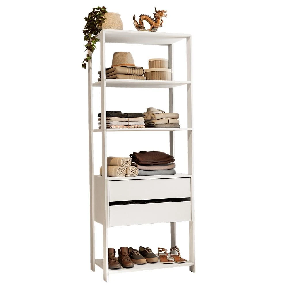 Guarda-roupa closet modulado 2 gavetas 4 prateleiras 70 cm branco valencia madesa xa