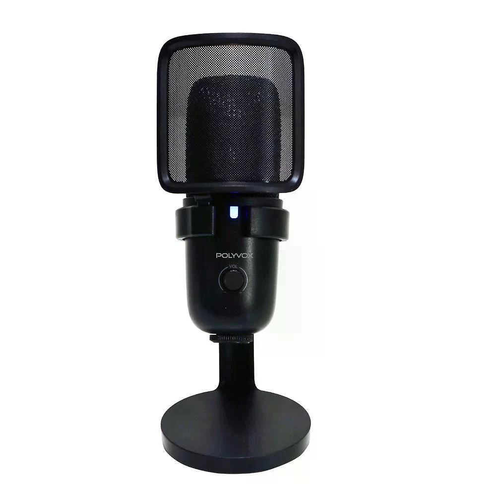 Microfone Xp 500 Polyvox Podcast Usb Estúdio Gravação Profissional Preto