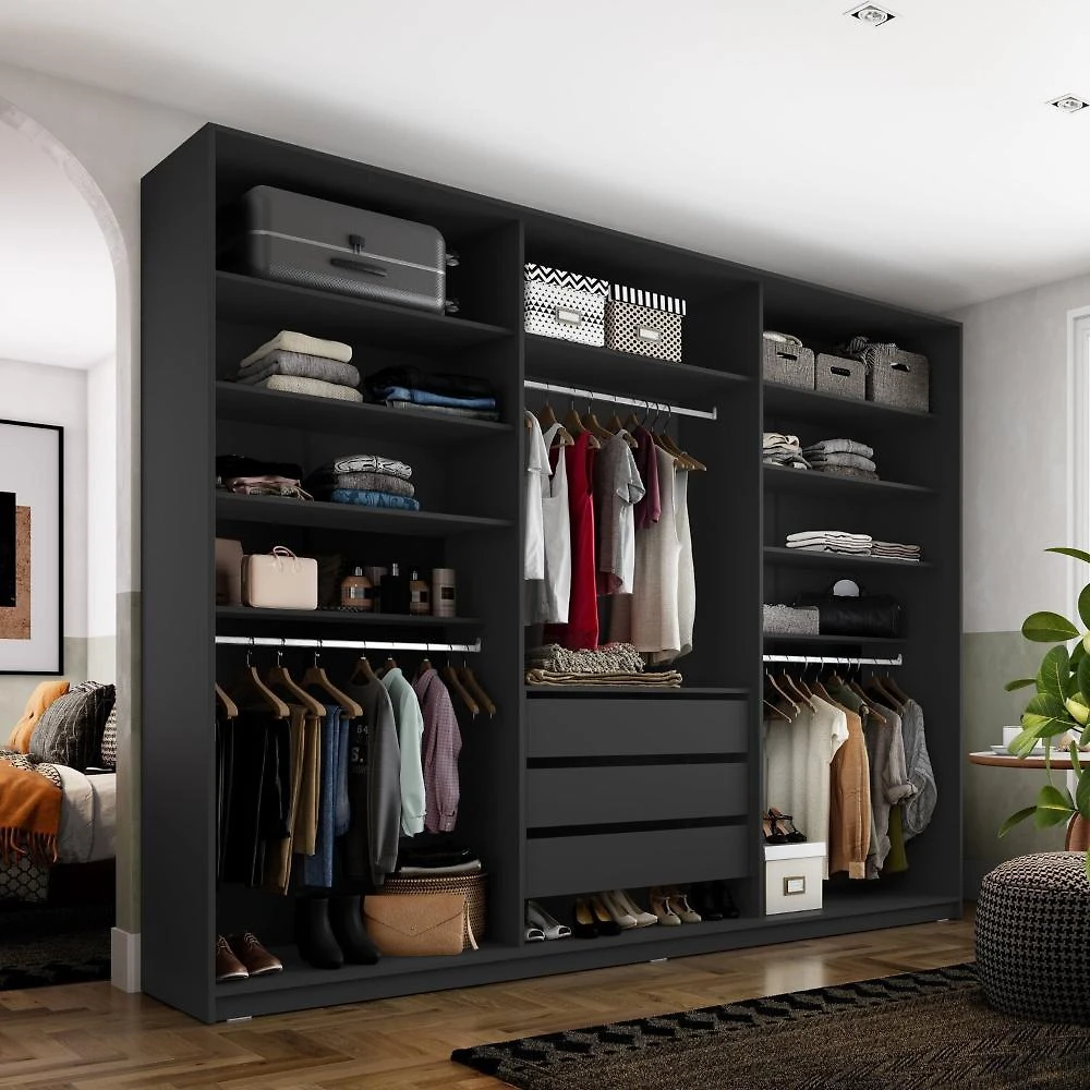 Closet Casal 100% Mdf Bp 237cm 3 Gavetas Monreale