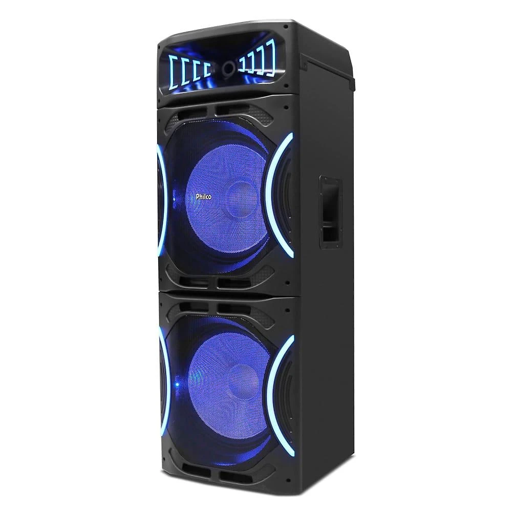 Caixa de som amplificada philco pcx35000 bluetooth 3500w rádio fm função ex bass e flash light bivolt