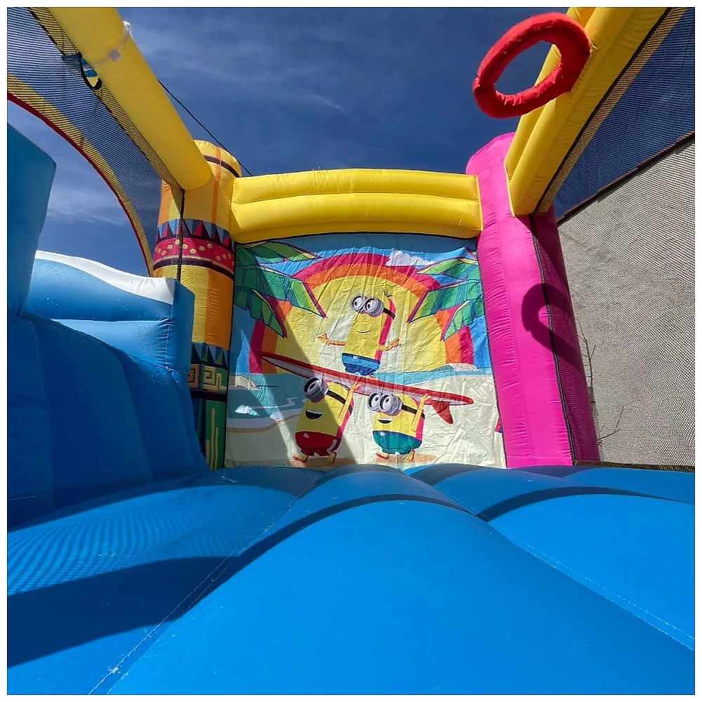 Pula Pula Inflável dos Minions com Escorregador, Toboágua, Canhão de Água e Piscina de Bolinhas para Crianças, Funormous, Colorido 110v