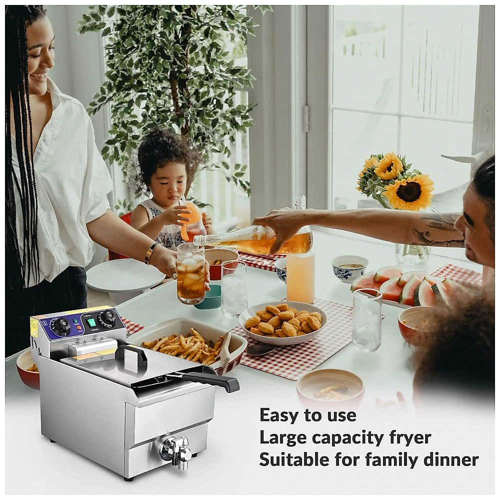 Fritadeira Elétrica Profissional 11.7L em Aço Inoxidável, 1500W 110V, WeChef, Prata