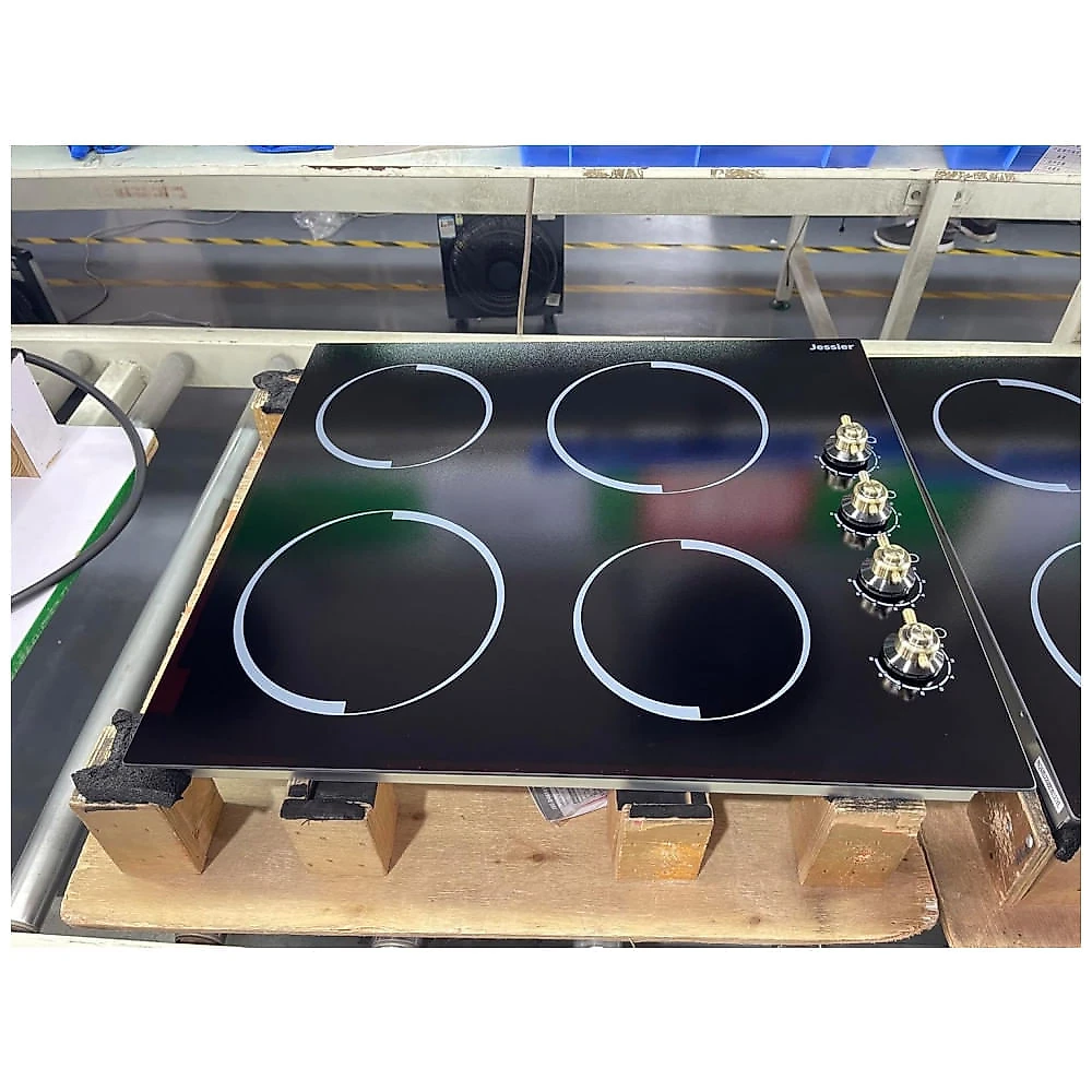 Cooktop elétrico vitrocerâmico 61cm 4 zonas Jessier 6000W comando por manípulos vidro preto 220V