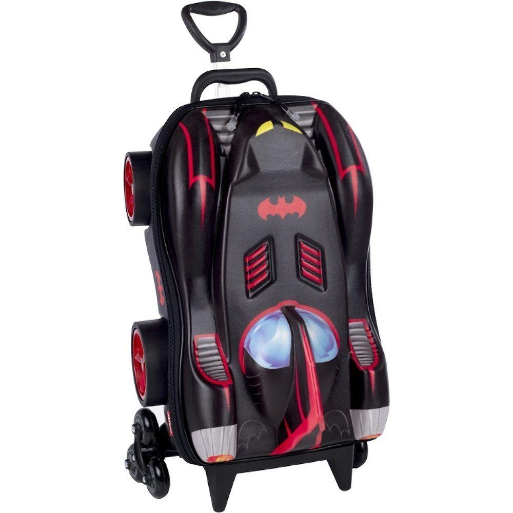 Mala Infantil 20L em Poliéster com Design 3D e Rodinhas Modelo Batman 3D Preto