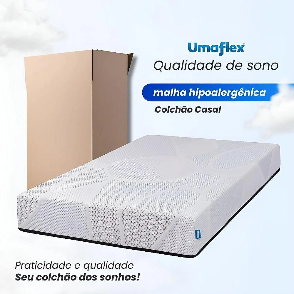 Cama Box Baú Base Sider Solteiro Bege + Colchão Umaflex Fit Firm D33 Altura 17cm - Orthocamas