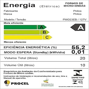Forno de Micro-ondas Philco PMO23EB com Menu FIT 20 Litros - Branco e Prata 110V