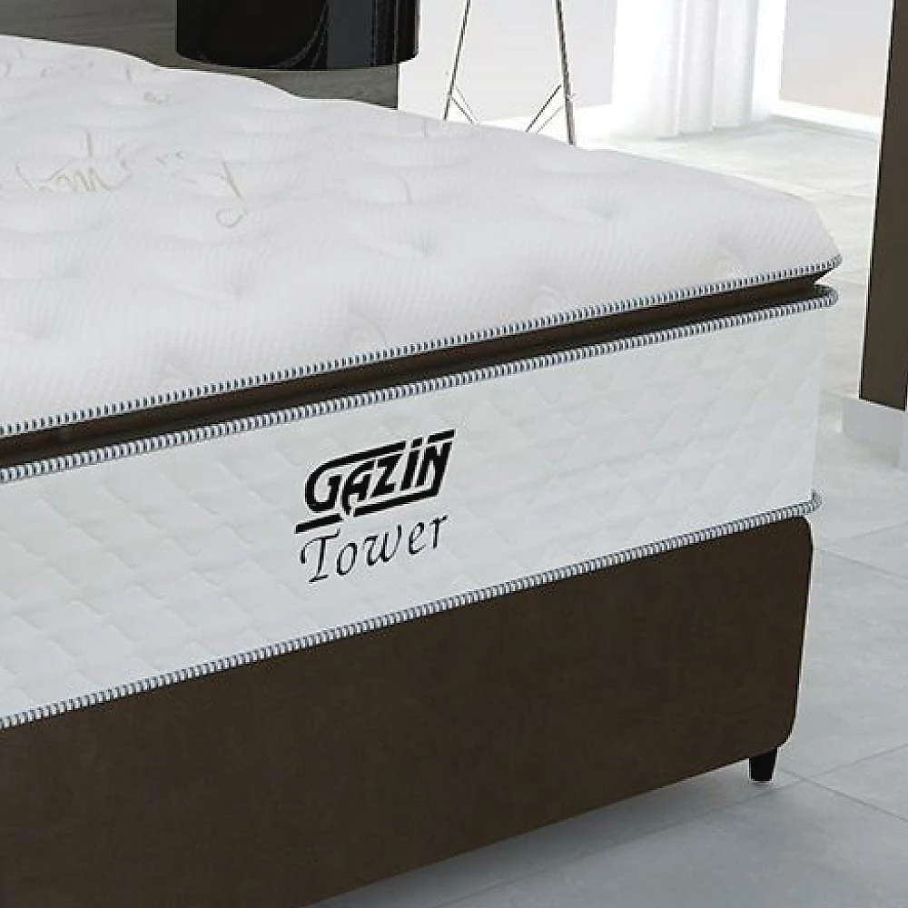 Cama Box Casal Colchão De Molas Ensacadas Branco Marrom
