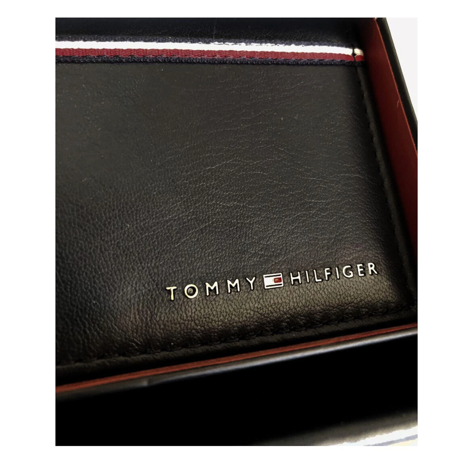 Miniatura Carteira Tommy Hilfiger Masculina Preta Billfold Com Detalhe