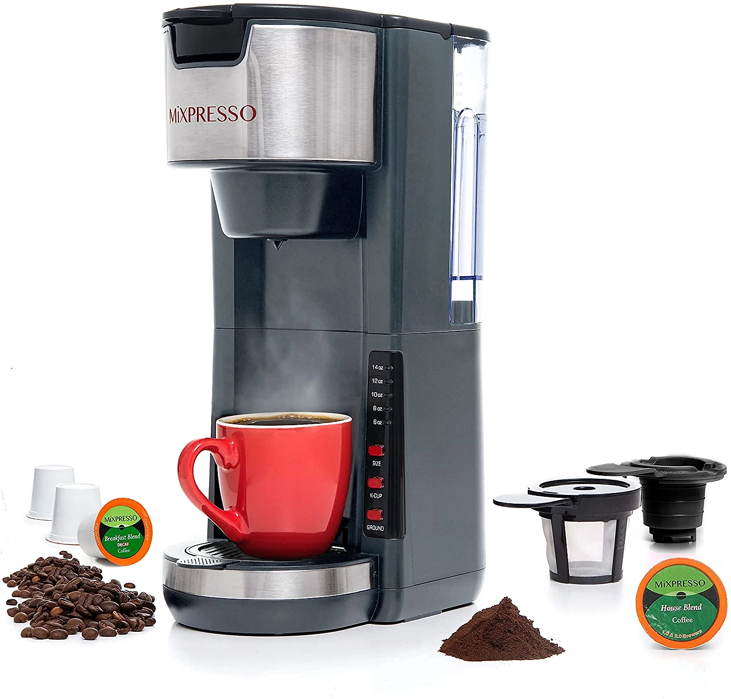 Mixpresso Single Serve 2 in 1 Coffee Brewer KCup Pods