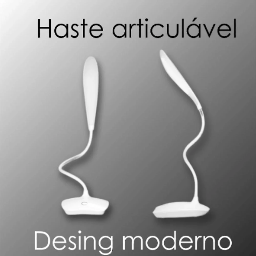 Luminaria Mesa Led Articulada Abajur Touch Flexivel Branca Leitura Estudo Trabalho Quarto Escritorio Recarregavel