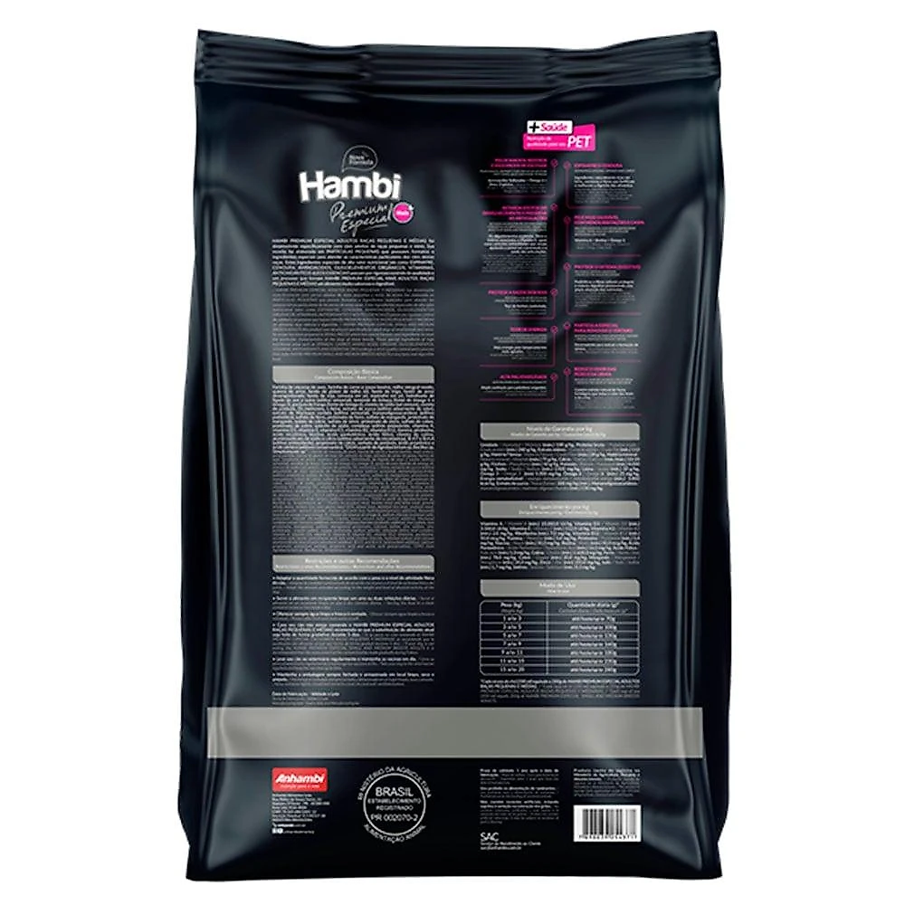 Ração Seca Hambi Premium Especial Frango, Carne e Legumes para Cães Raças Pequenas e Médias