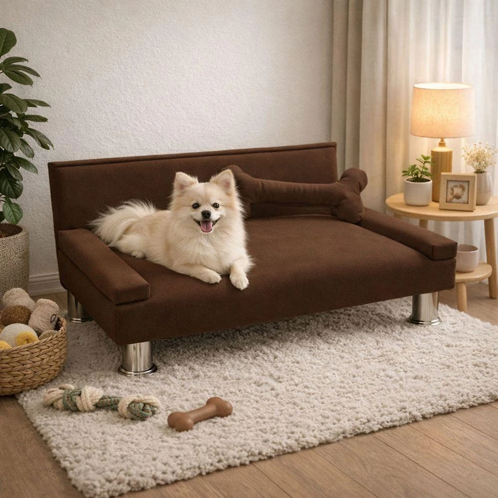 Cama Pet Pallazio para Cães e Gatos 60x40cm Almofada de Osso Marrom
