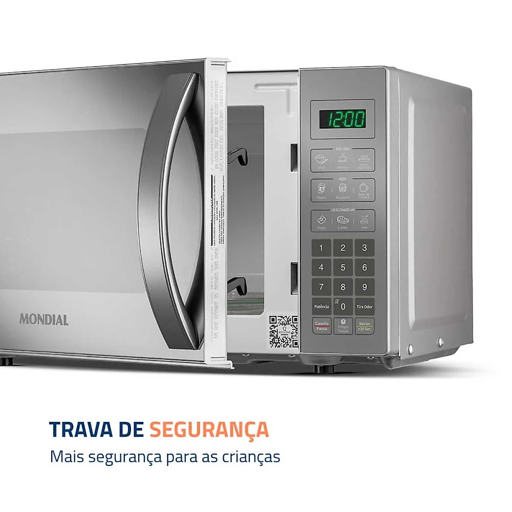 Micro-Ondas Mondial 1200W MO-01-21-E Cinza Espelhado - 110V