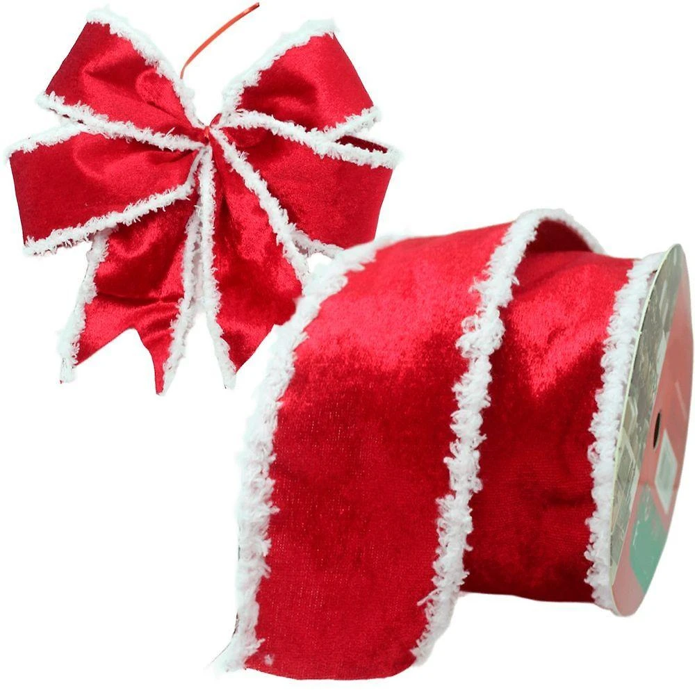 Kit 5 Fitas Aramadas Vermelha Decoração Natalina 6,3cm 9,14m