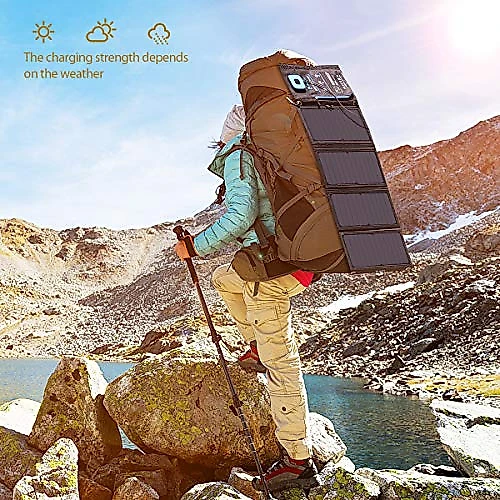 BigBlue Painel Solar Carregador Solar portátil c USB 5V 28W azul