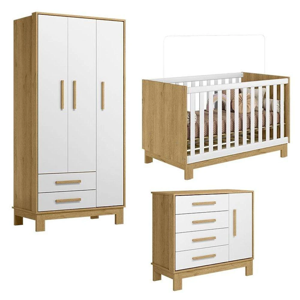 Quarto De Bebê Q Encanto Slim Freijó Toq Branco Acetinado - Qmovi