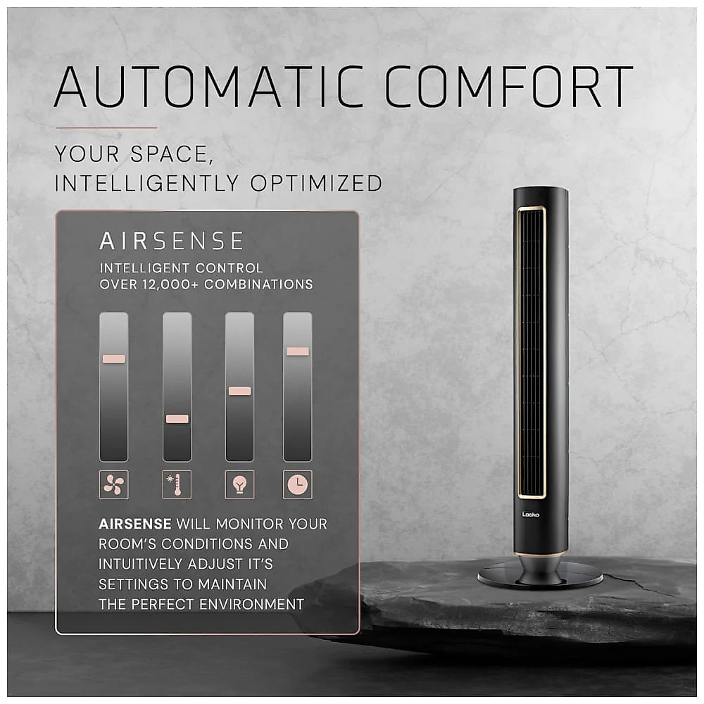 Ventilador de Torre com Controle Remoto, Distância Máxima do Ar 9 Metros, 12 Velocidades, Temporizador de 24H, Luz Noturna, 110V 36W, Lasko DST100, 110v