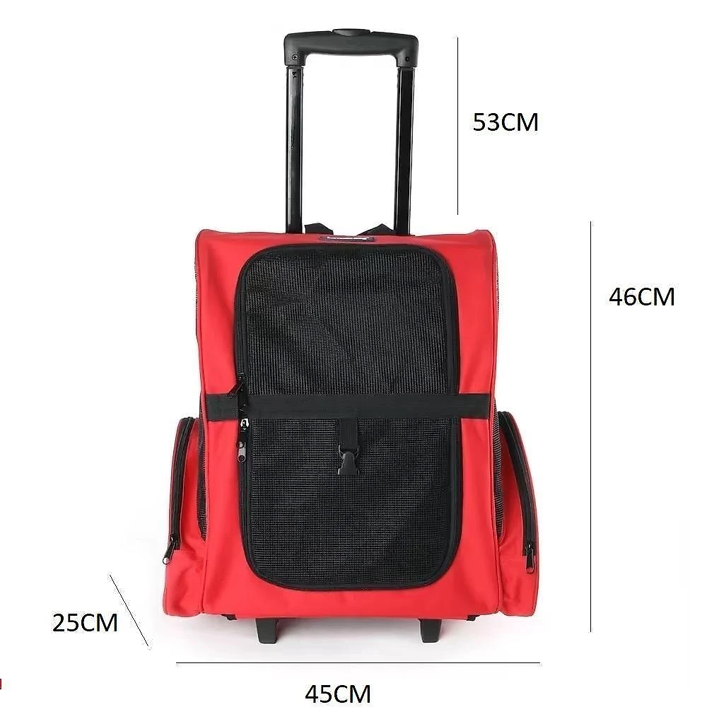 Carrinho Passeio Pet Bolsa De Rodinhas Caes Gato Mochila Viagem Calças Canguru Mala Luxo Completa