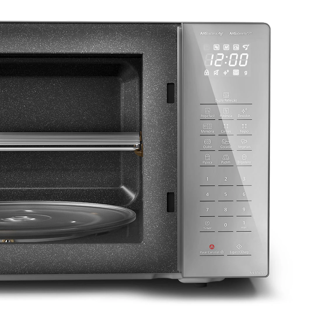 Microondas Panasonic Tecnologia Antibactéria AG 34L Inox - ST67LSRU 110v